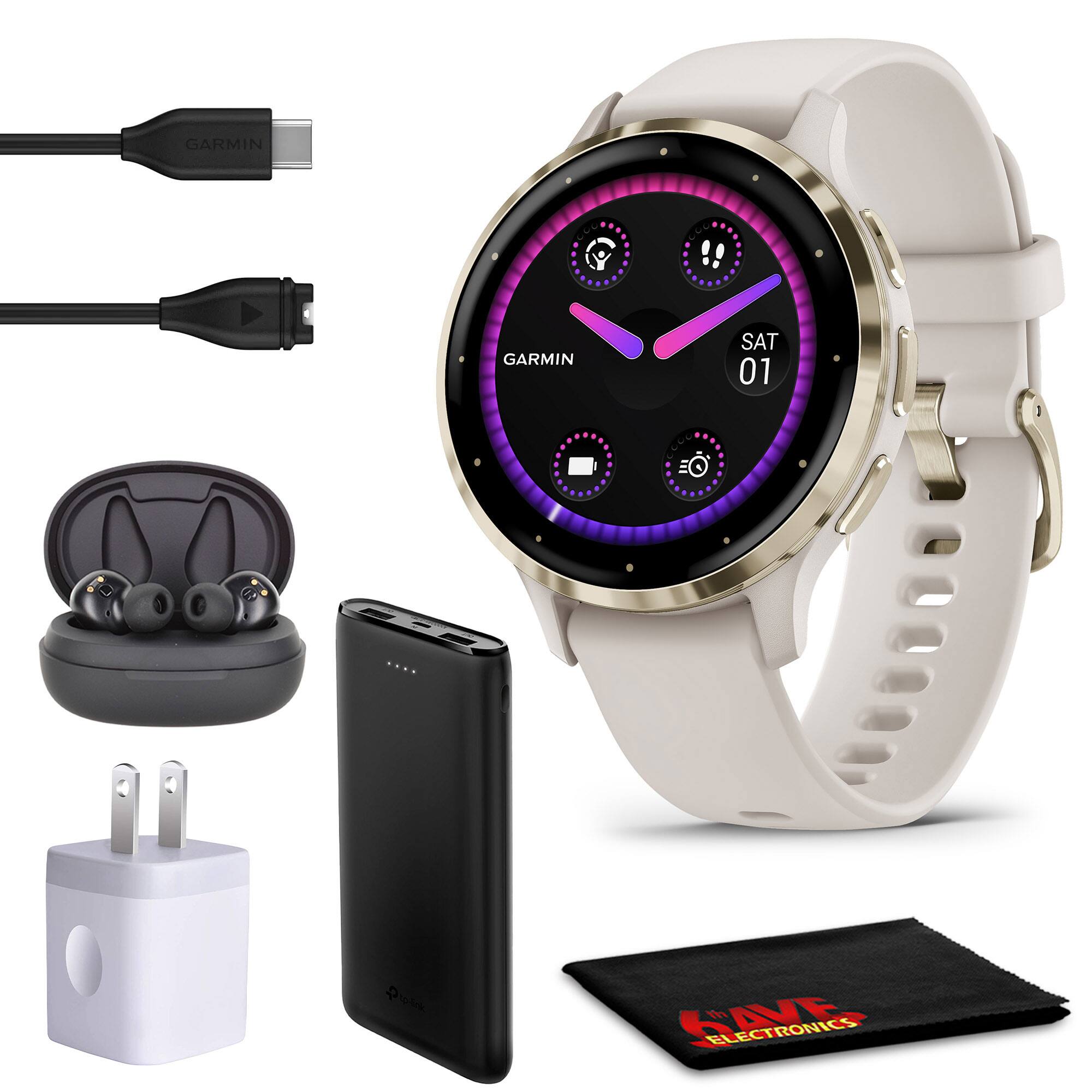 Garmin - Venu 3S Advanced Fitness & Health Tracker Smart Watch - Ivory Case - Off-White - (2023)