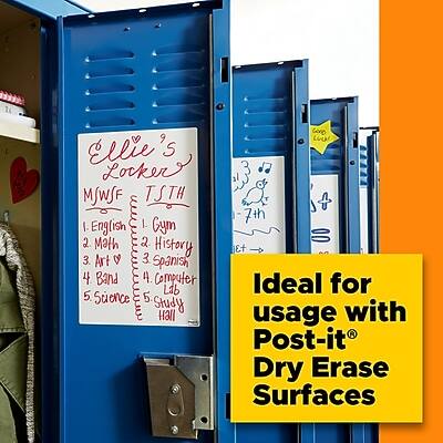 Ellie's Locker

MWF
1. English
2. Math
3. Art
4. Band
5. Science
6. Study with Hall

TSTH
1. Gym
2. History
3. Spanish
4. Computer Lab
5. Study with Hall

Ideal for usage with Post-it® Dry Erase Surfaces