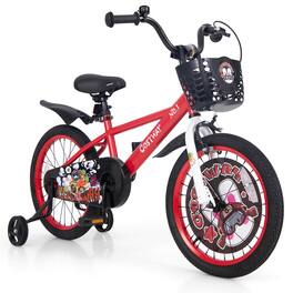 Costway - 18" Kid's Bike for 4-8 with Height-Adjustable Handlebar & Saddle Handbrake - Red