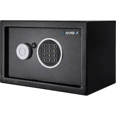 Front. Barska - 0.41 Cu Ft Digital Keypad Security Safe-Compact Steel Lock Box with Deadbolts - Black.