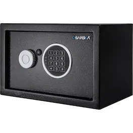 Barska - 0.41 Cu Ft Digital Keypad Security Safe-Compact Steel Lock Box with Deadbolts - Black