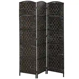 Homcom - Divider, 3 Panel Folding Privacy Screen - Coffee