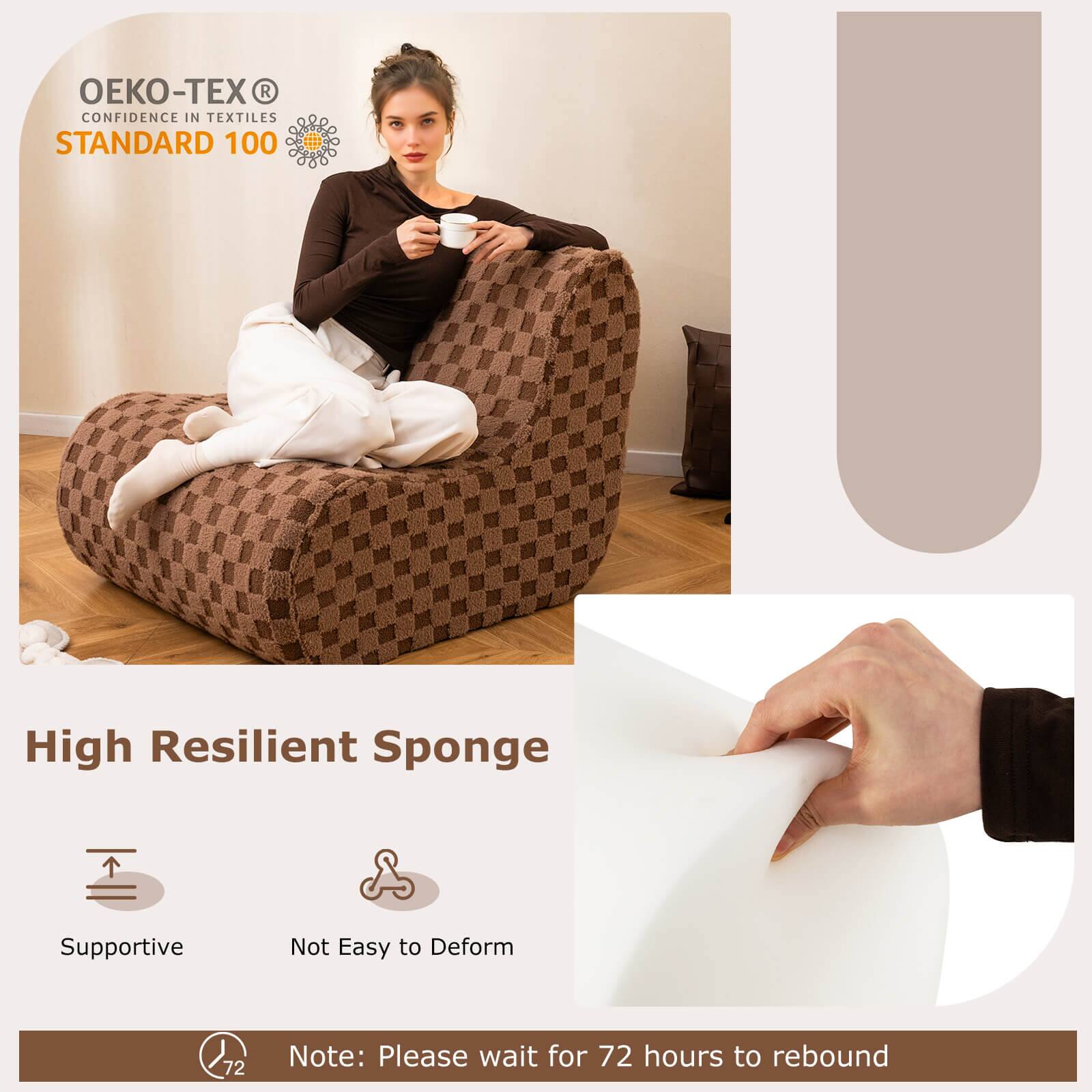 OEKO-TEX®  
CONFIDENCE IN TEXTILES  
STANDARD 100  

High Resilient Sponge  
Supportive  
Not Easy to Deform  

Note: Please wait for 72 hours to rebound