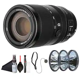 Bundle - Sony - E 70-350mm f/4.5-6.3 G OSS Lens (SEL70350G) + Filter Kit + Cap Keeper - - Black