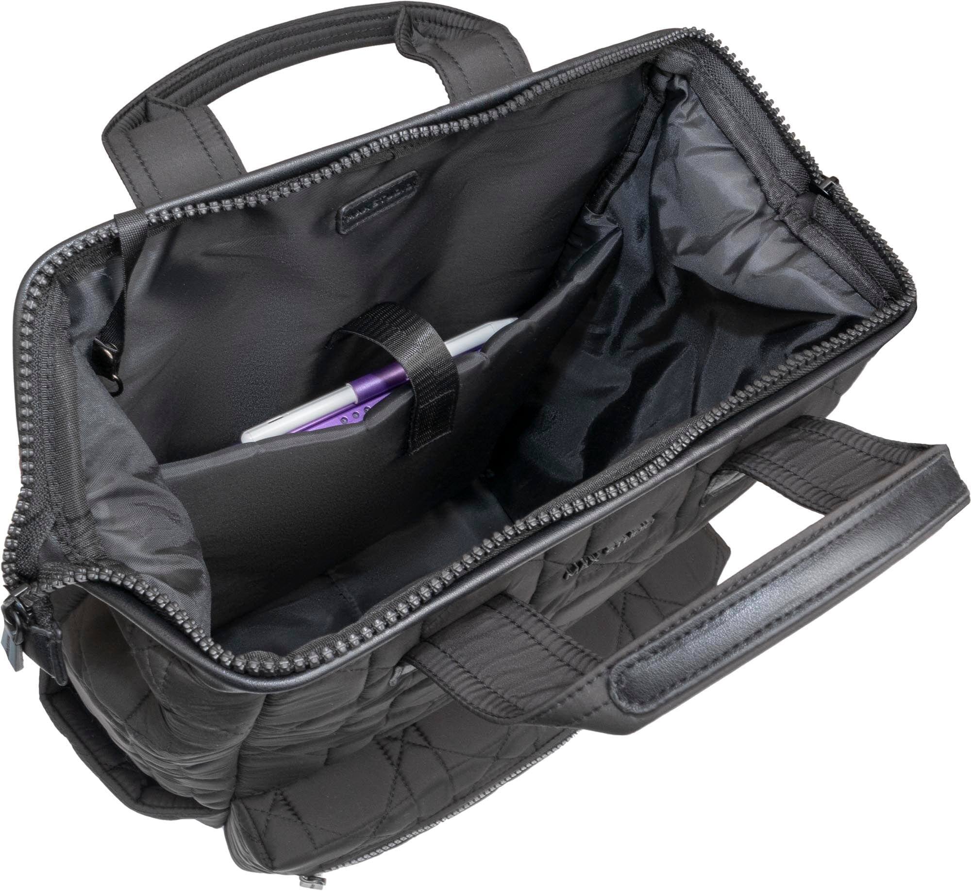 Left. Max Studio - Magid NYC 18-Inch Diamond Quilted Puffer Nylon Backpack with Laptop Sleeve — Navy - 600-NAVY.