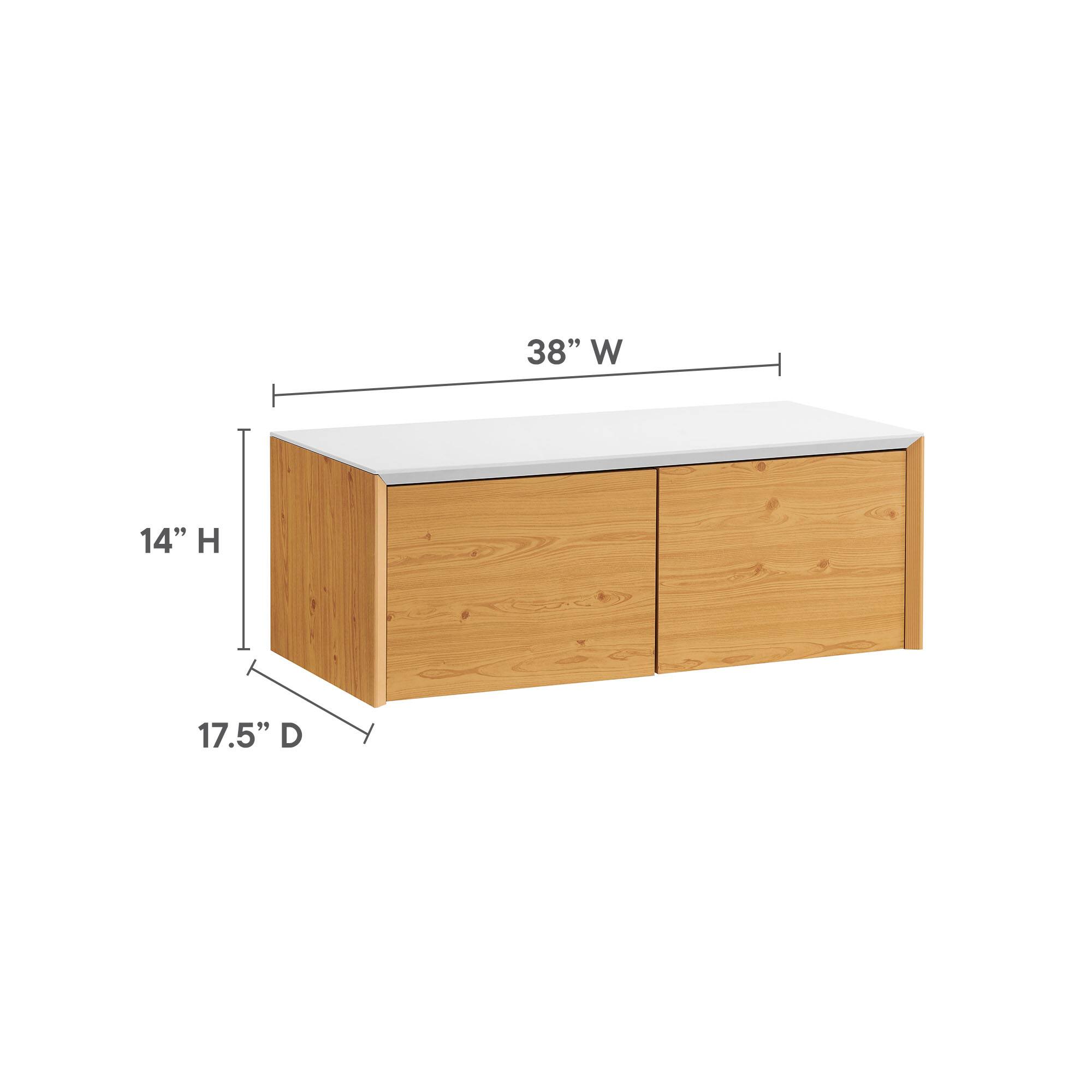 38" W x 14" H x 17.5" D
