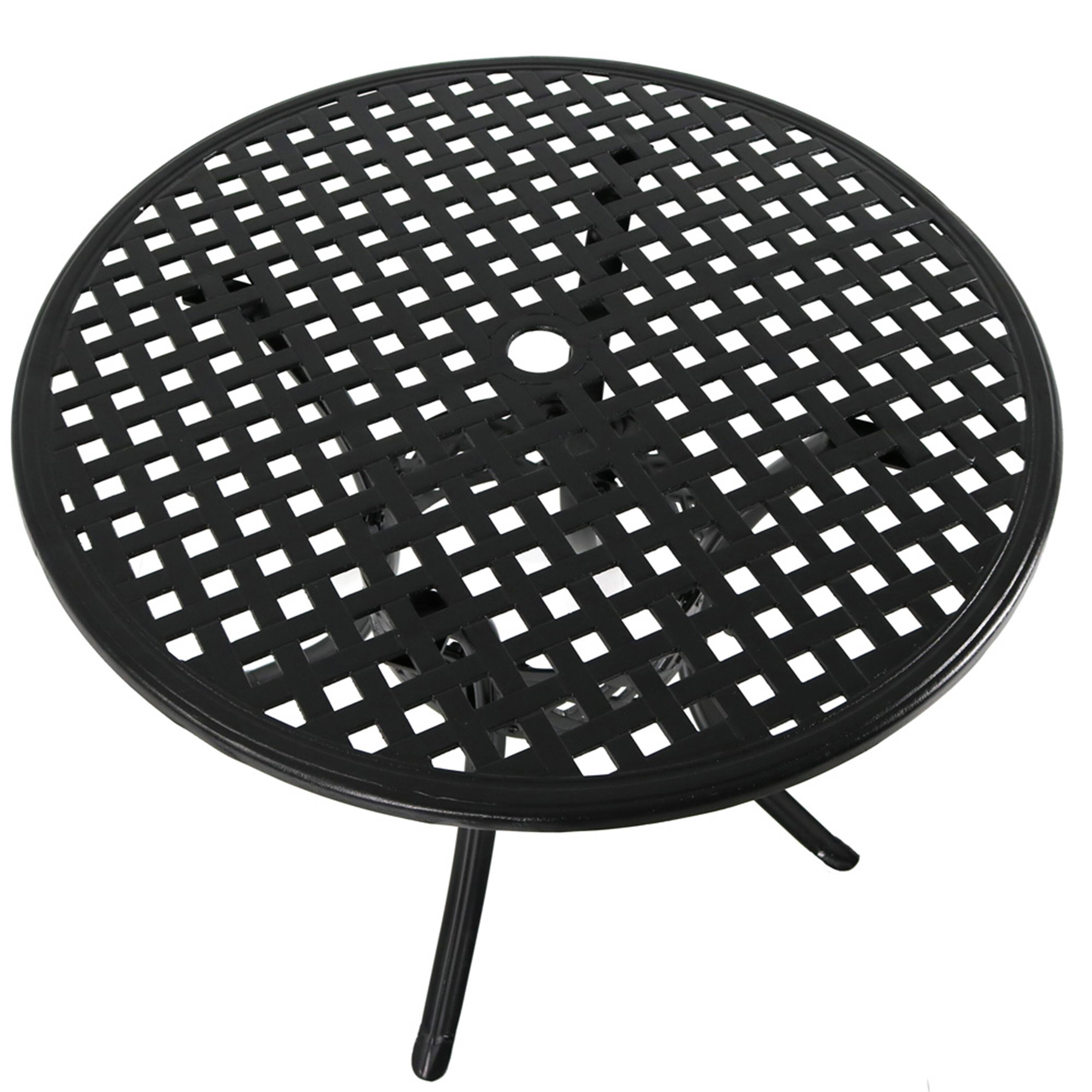 Alt View 3. Sunnydaze - 33 in Cast Aluminum Round Patio Dining Table - Black.