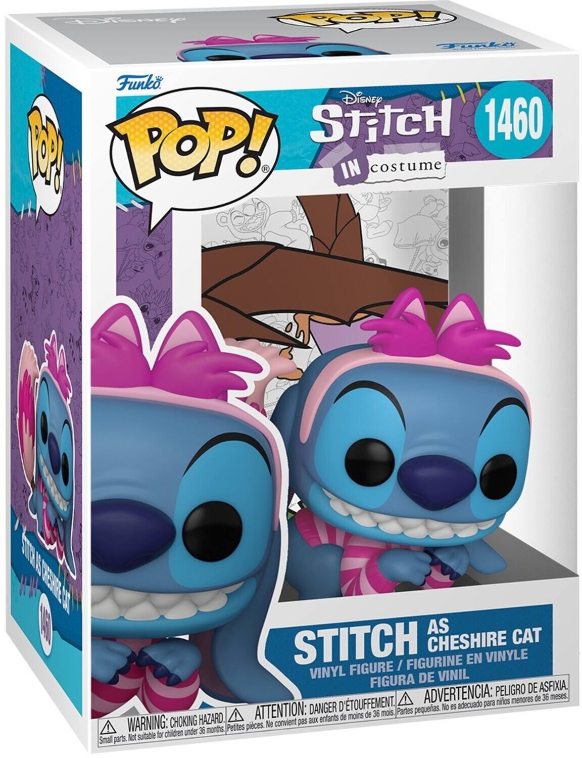 Funko Disney Stitch 1460 M POP! IN costume ST NERR AS STITCH CHESHIRE CAT FIGURINE EN VINYLE FIGURE / VINYL DE VINIL FIGURA DE ASFIXIA. ADVERTENCIA: PELIGRO DE ASFIXIA. ATTENTION: DANGER D'ÉTOUFFEMENT. Partes pequeas. No es adecuado para niños menores de 36 meses. WARNING: CHOKING HAZARD. Petites pièces. Ne convient pas aux enfants. Small parts. Not suitable for children under 36 months.