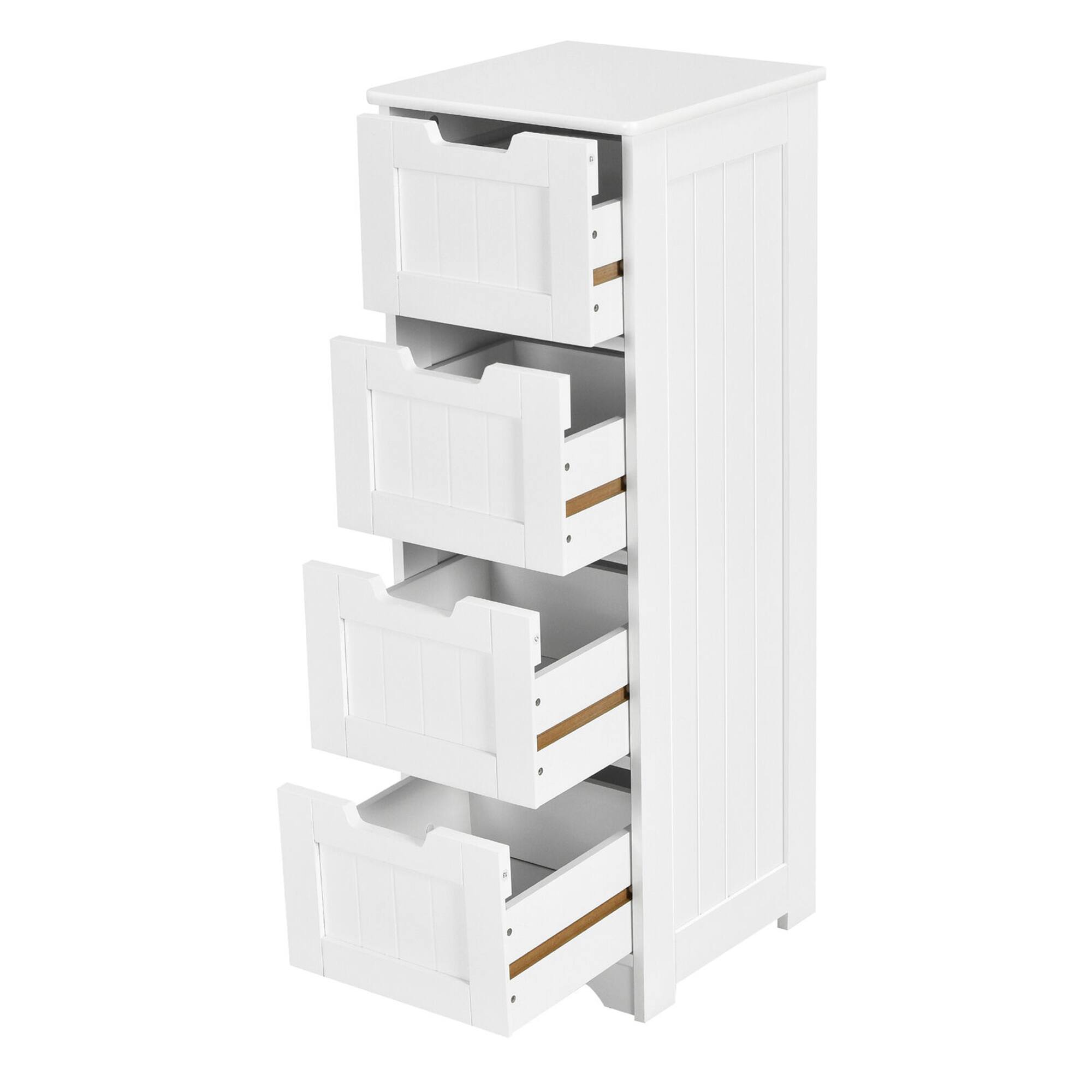 Alt View 9. Costway - Costway Bathroom Floor Cabinet Free-Standing Side Storage Organizer w/ 4 Drawers - White.