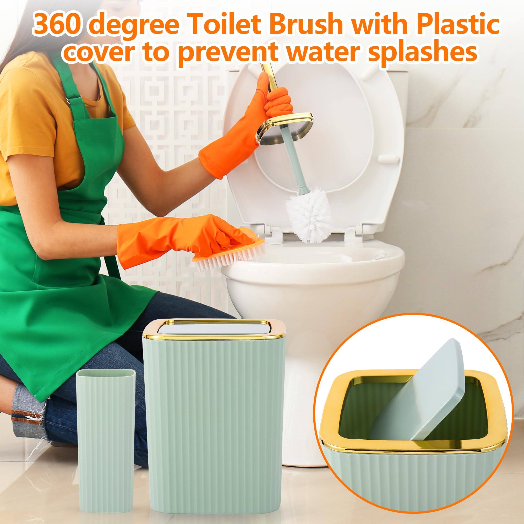 360 degree Toilet Brush with Plastic cover to prevent water splashes