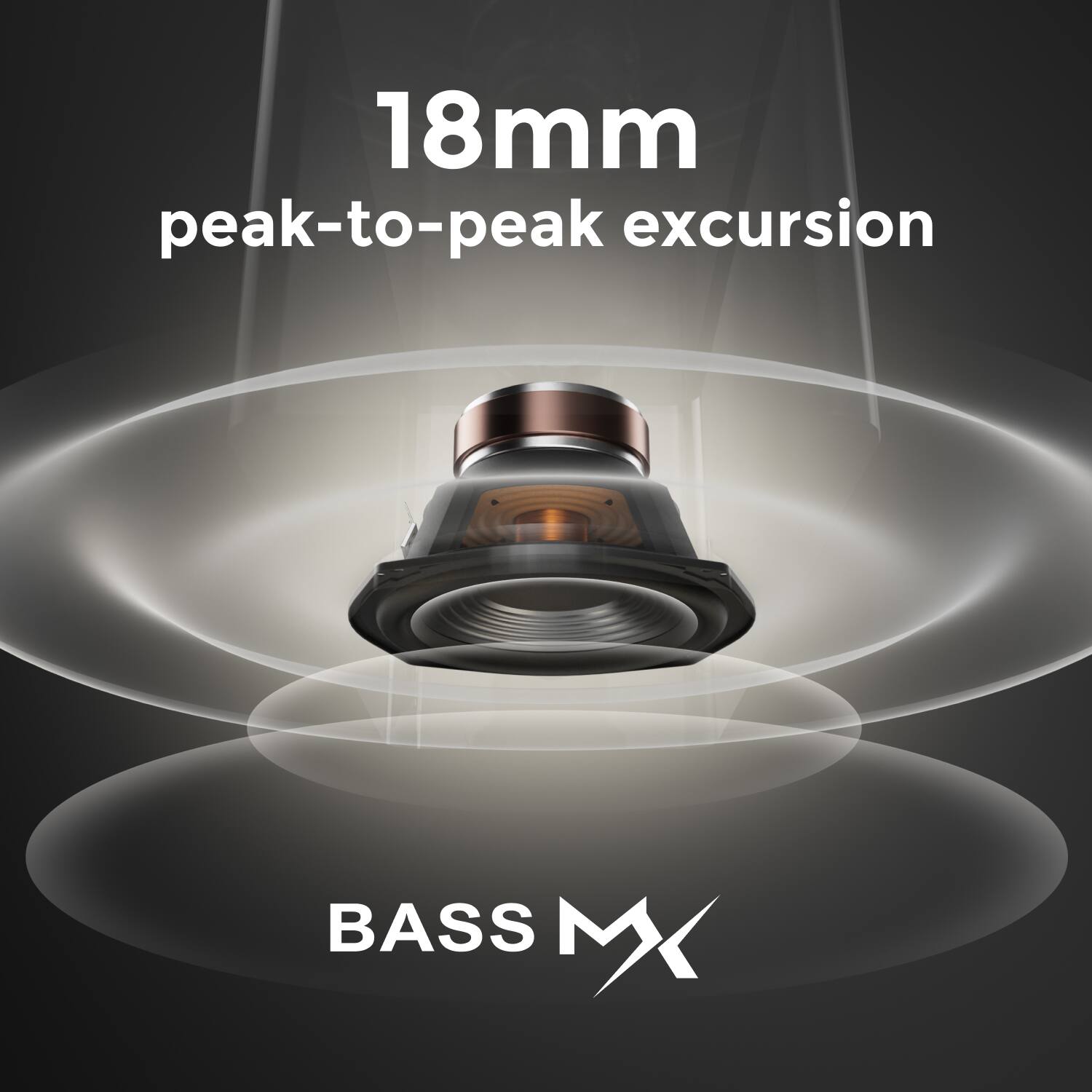 18mm peak-to-peak excursion  
BASS MX