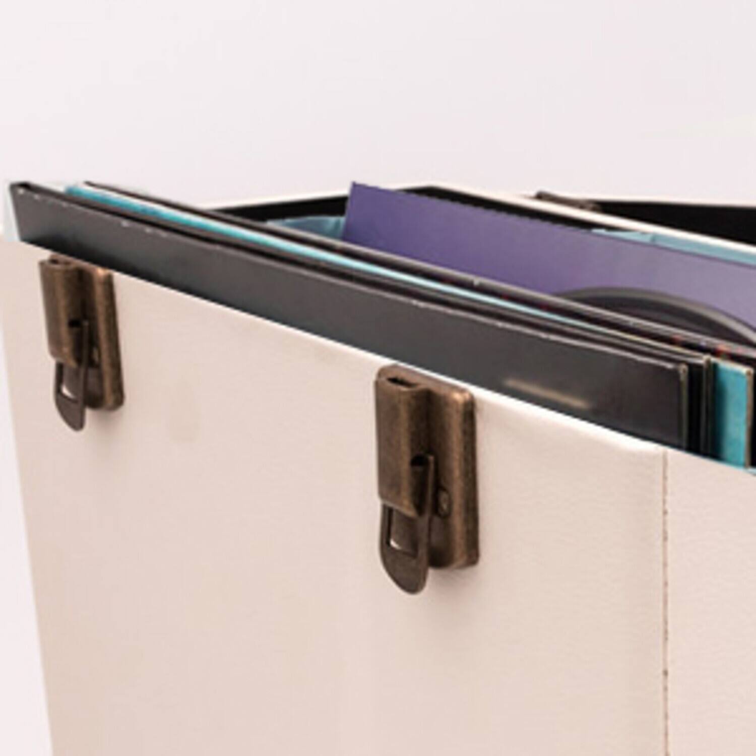 Alt View 3. PopMarket - GPO Retro SWB18CT 12" Vinyl Record Case 35 Cnt Capacity Removable Lid - Cream / Tan   - VINYL ACCESSORIES - White.