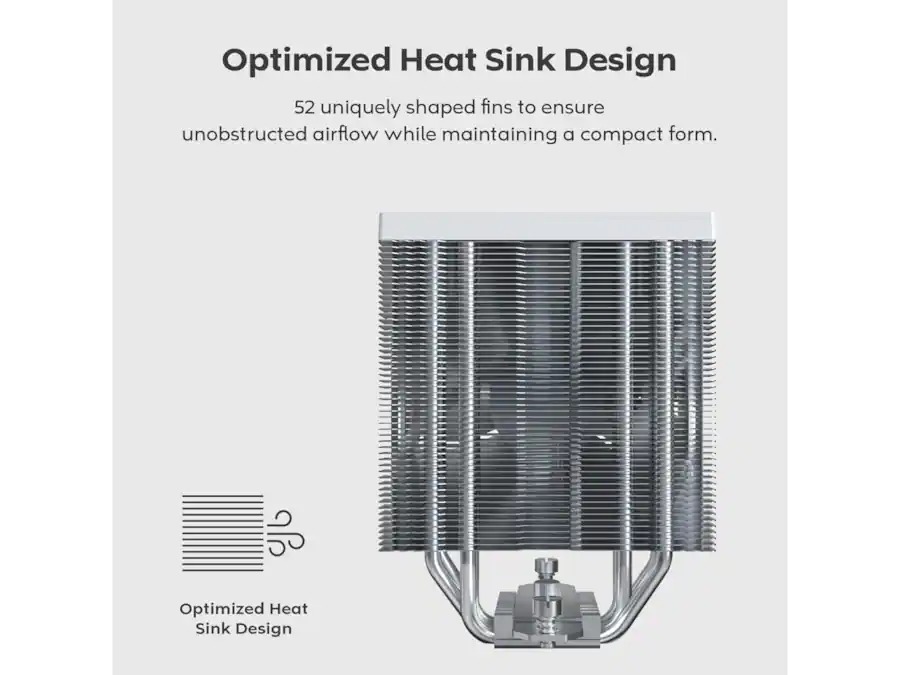 Montech NX400 CPU Air Cooler, 4 Heat Pipes, 52 fin Sink, 120mm FDB Fan ...