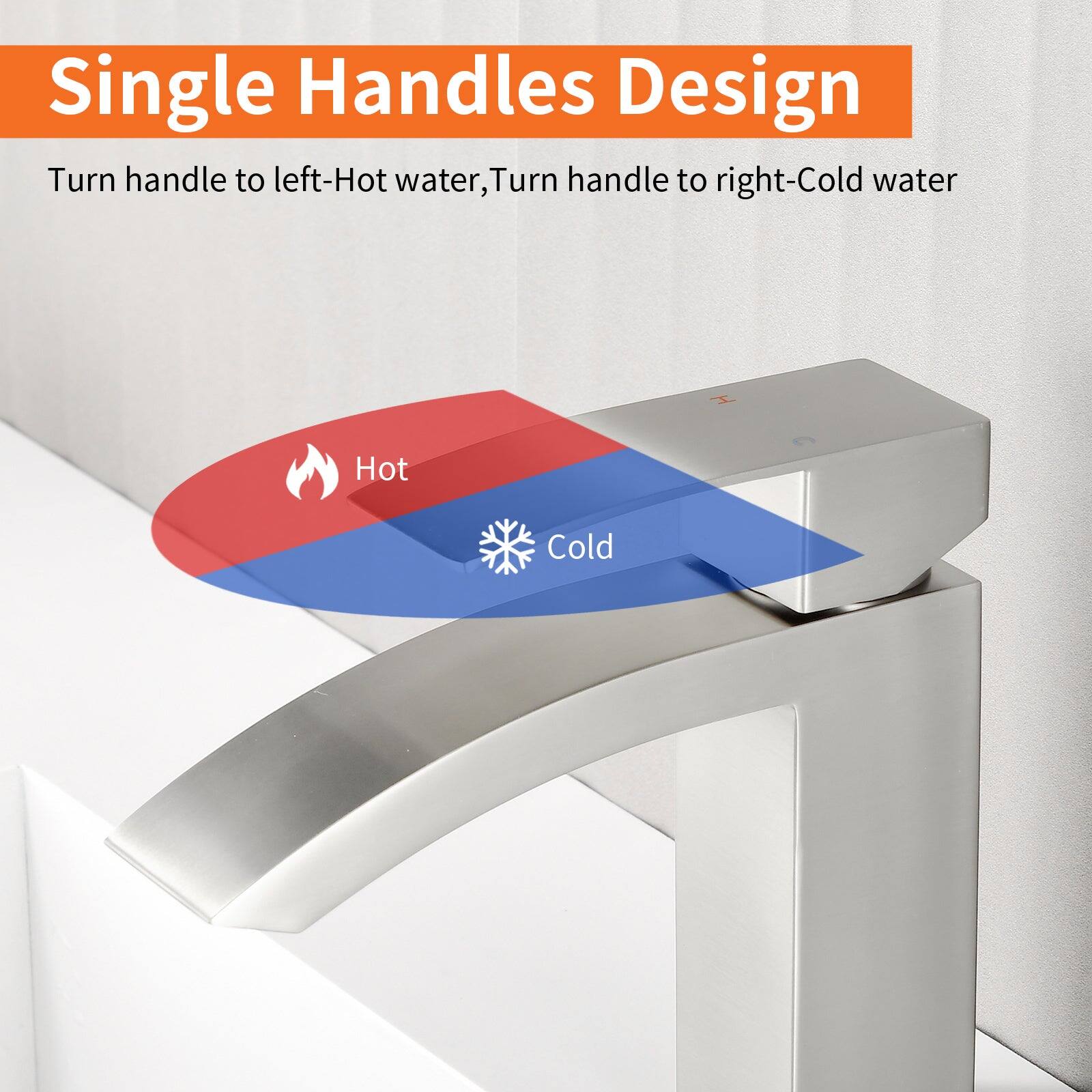 Single Handles Design

Turn handle to left-Hot water, Turn handle to right-Cold water

Hot Cold