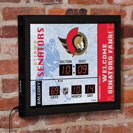 Evergreen Enterprises - Ottawa Senators 15" x 19" Bluetooth Scoreboard Wall Clock - Brown