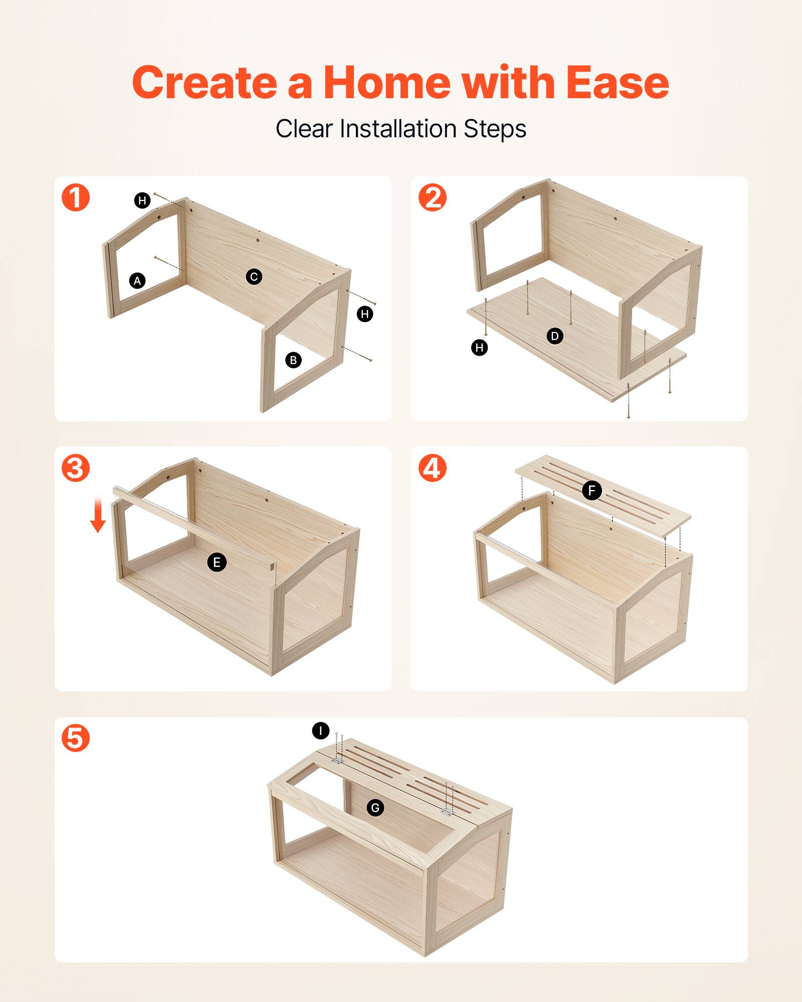 Create a Home with Ease  
Clear Installation Steps  
1. H A C H  
2. B  
3. E  
4. F  
5. G