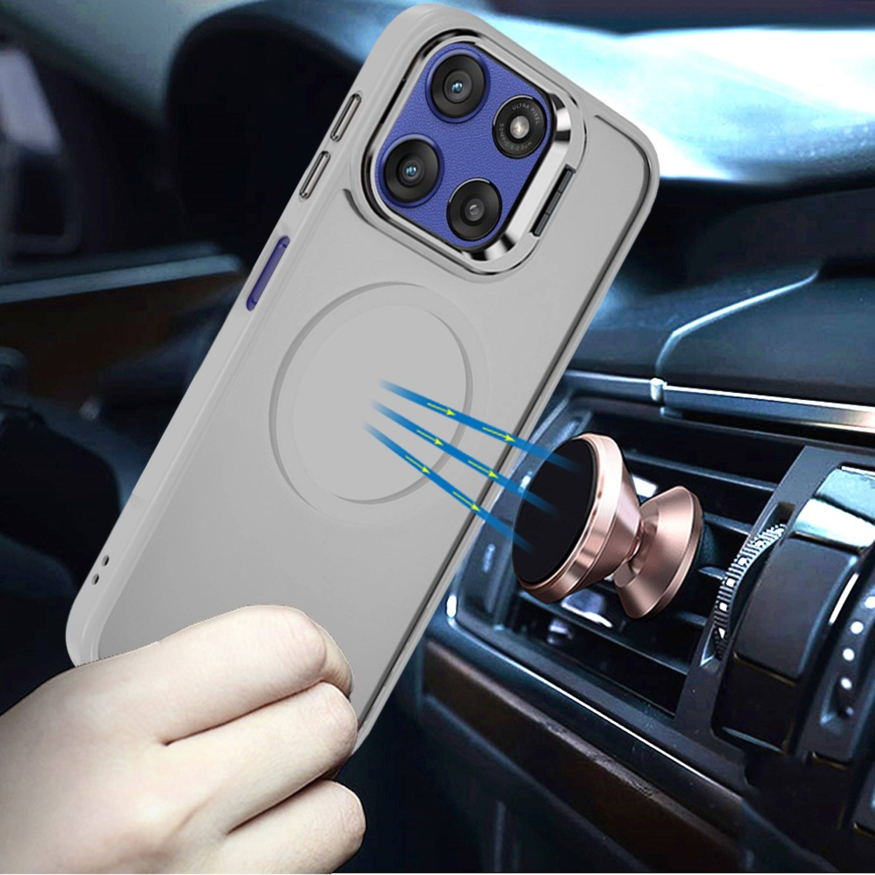 Left. Kitcheniva - Magnetic With Camera Lens Stand Case Tempered Glass For Moto G Stylus 2026/2025 Clear - Clear.