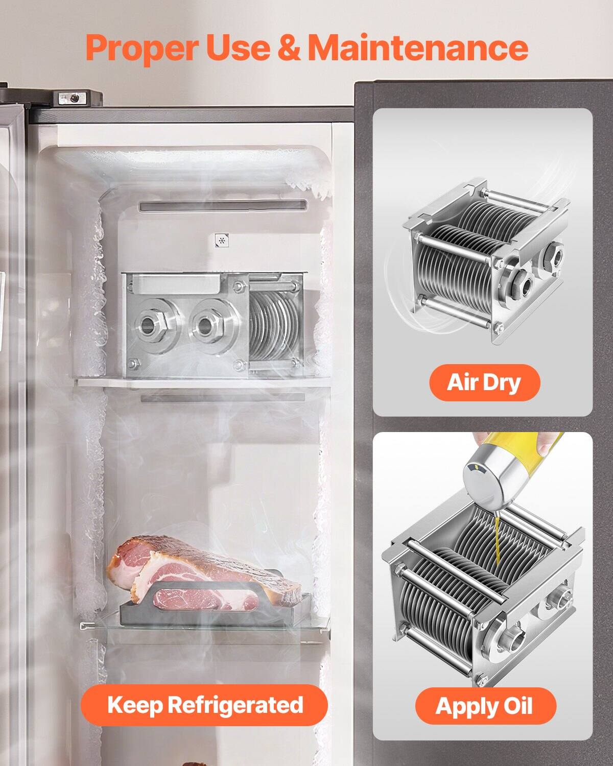 Proper Use & Maintenance

- Air Dry
- Keep Refrigerated
- Apply Oil