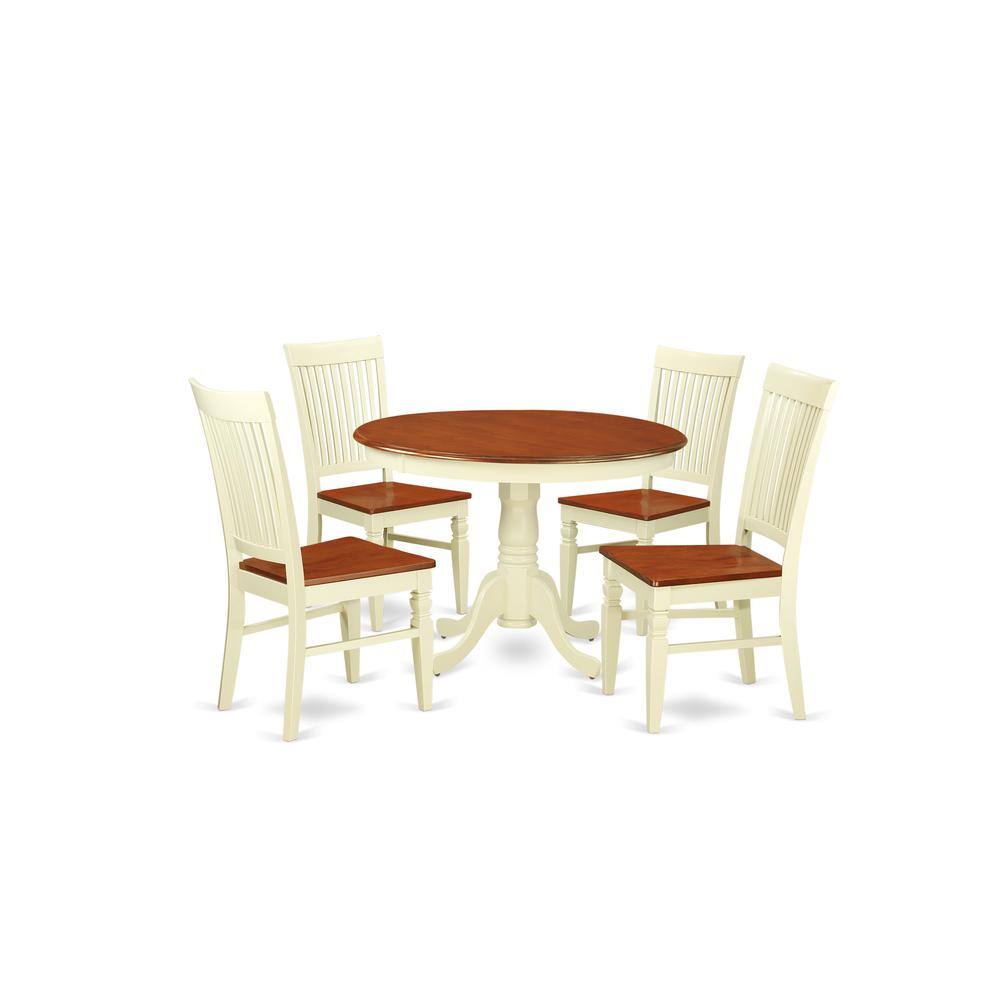 Left. East West Furniture - Dining Room Set Buttermilk & Cherry - Brown.