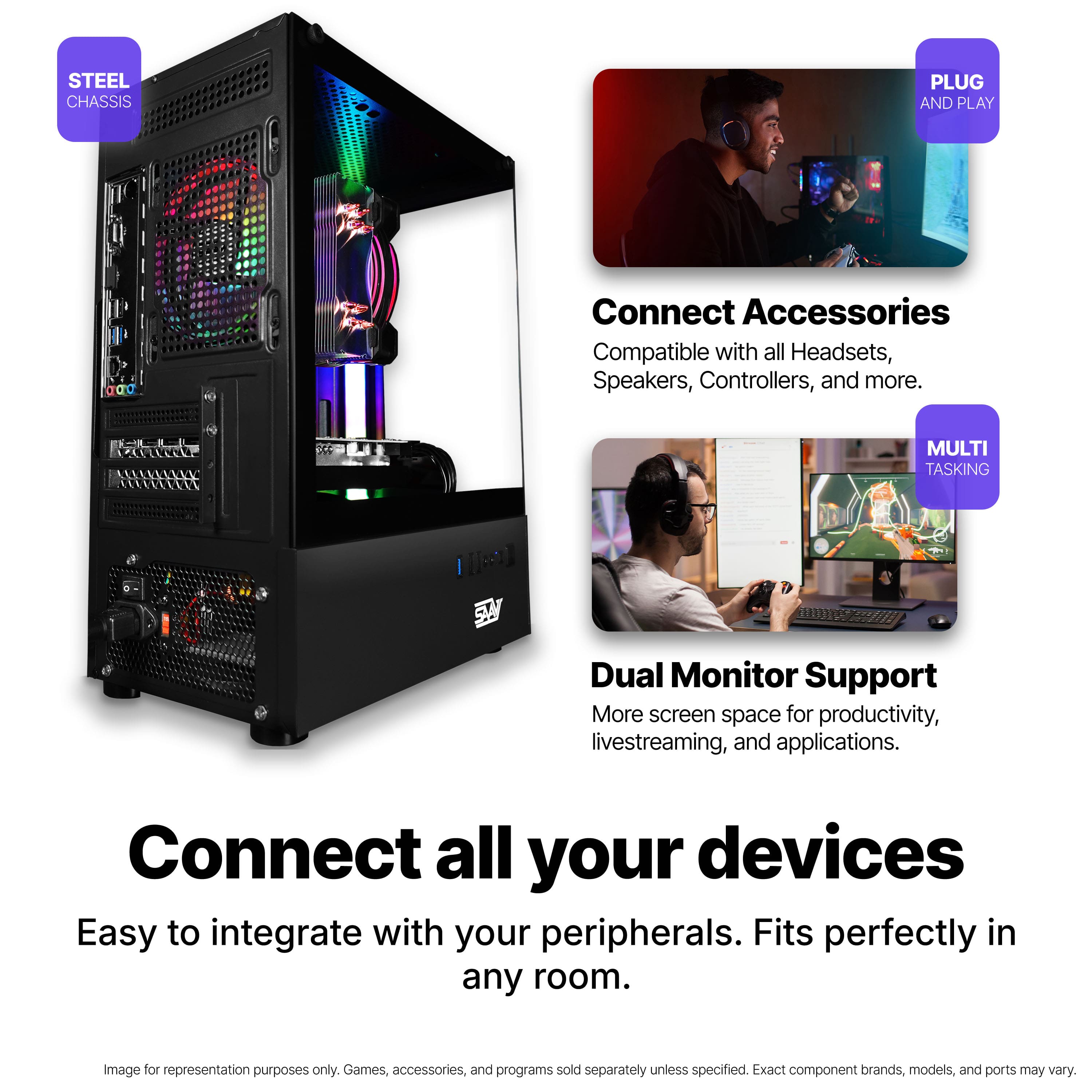 SAAV X8 Gaming PC, AMD Ryzen 5 5500 4.2GHz, GeForce RTX 5060 8GB