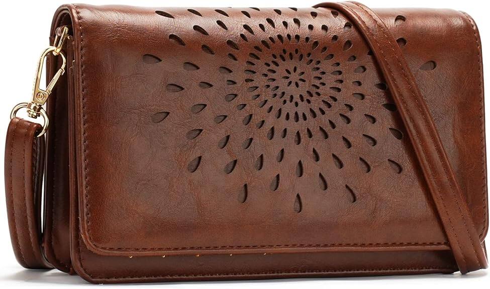 Front. Vulpecula Spade - Crossbody Bags For Women,Wristlet Wallet Phone Purse Shoulder handbags Multi-Function Small RFID Clutch Card Holder - 00a1910-0coffee.