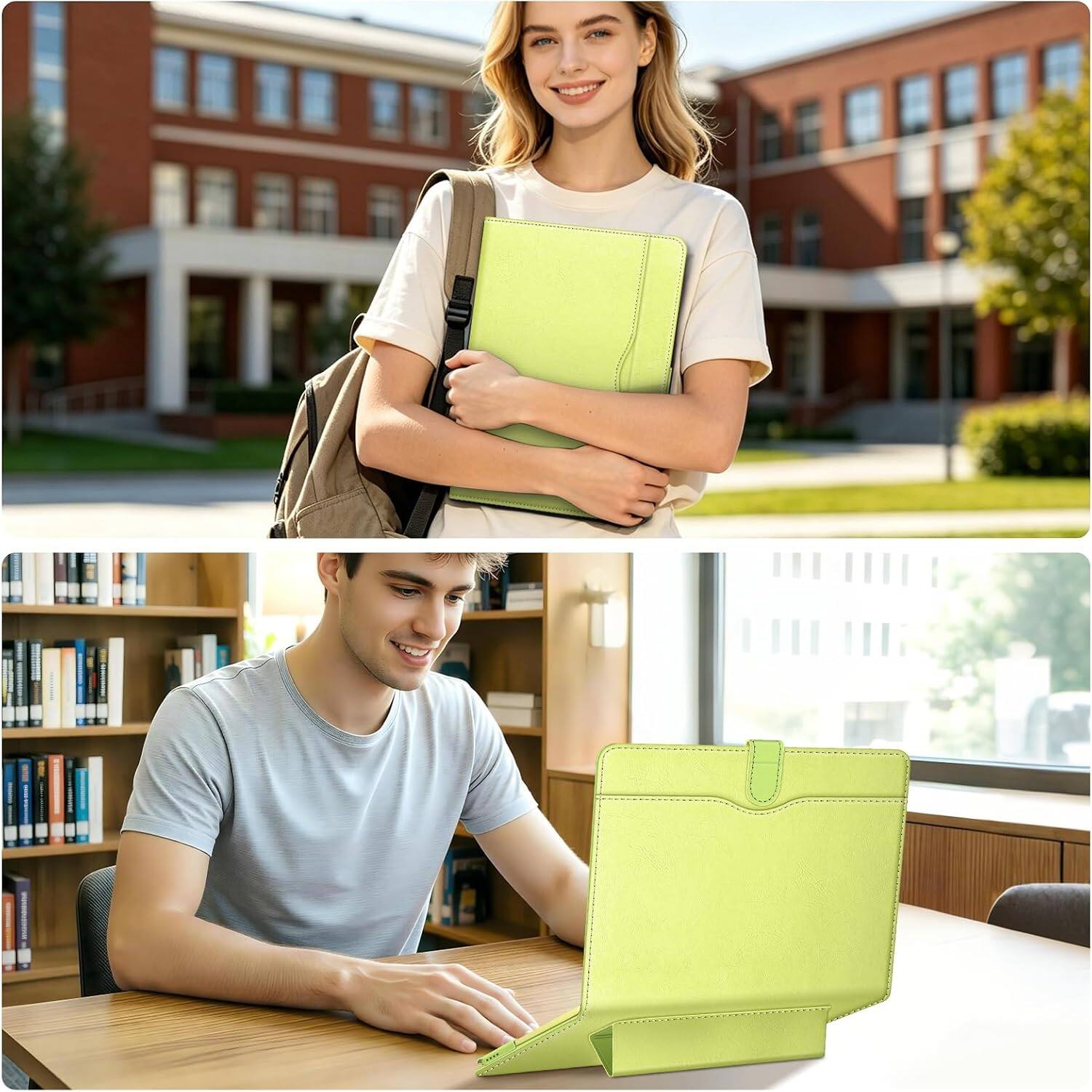 Alt View 3. Fintie - Folio Sleeve for MacBook Neo 13 Inch A3404 2026, Foldable Stand, Document Pocket, Magnetic Closure, PU Leather Cover - Citrus.