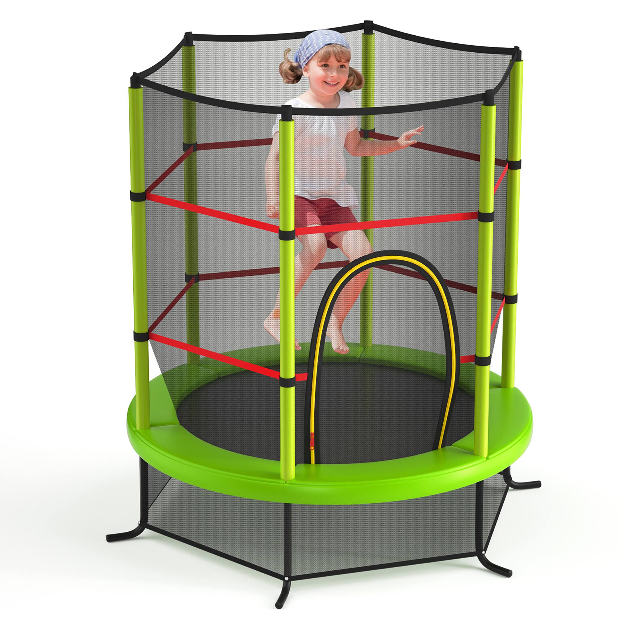 Alt View 10. Costway - Costway 55" Kids Trampoline Bouncing Jumping Mat Recreational Trampoline W/Enclosure Net - Green.