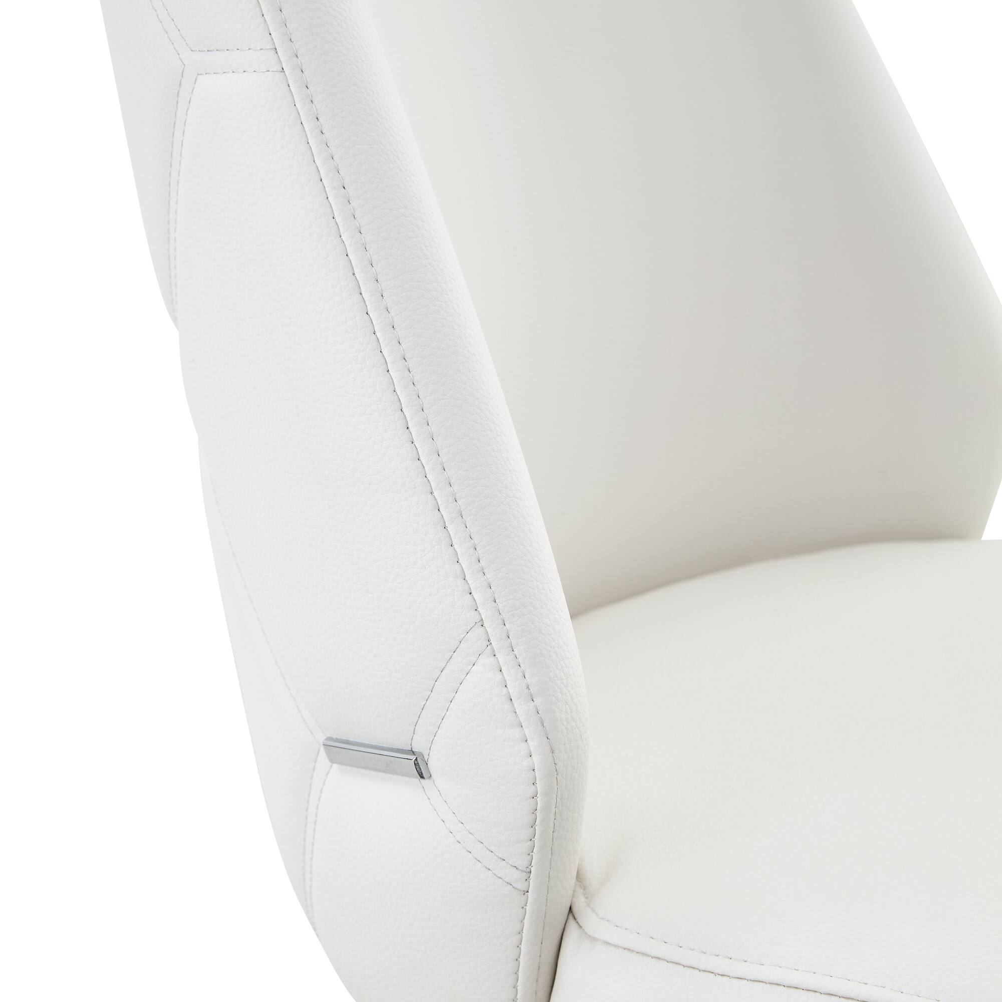 Alt View 8. GOODSILO - Set of 2 Modern Upholstered Dining Chairs with Elegant Metal Accents and High-Resilience Foam Cushions - White.