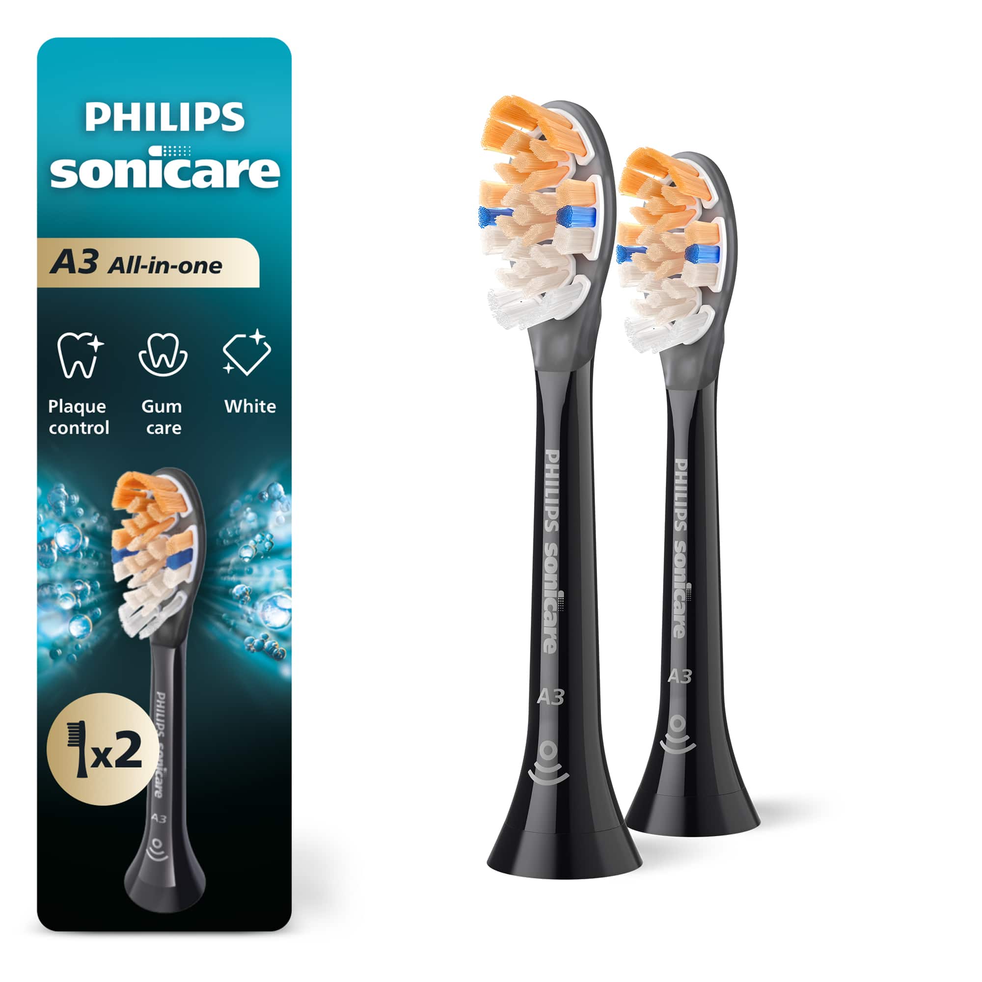 PHILIPS sonicare  
A3 All-in-one  
Plaque control  
Gum care  
White  

1x2  

PHILIPS sonicare A3