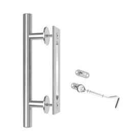 Boyel Living - 12 in. Ladder Sliding Barn Door Handle with Hook Lock Latch - Stainless Steel