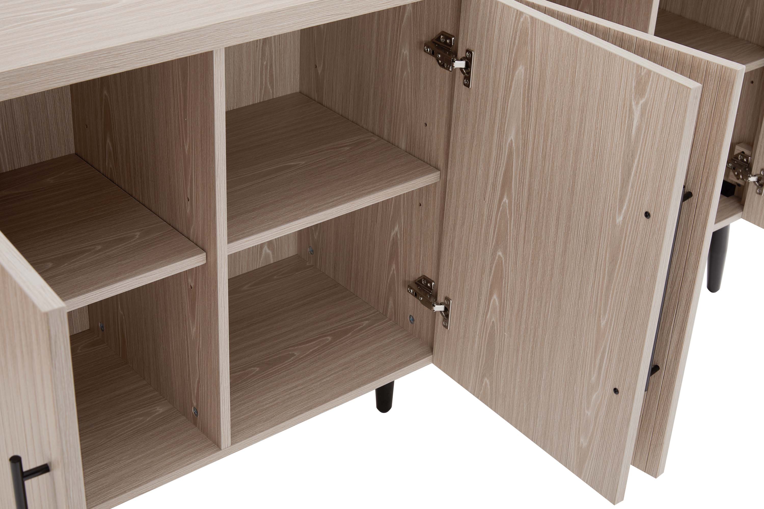 Alt View 1. Manhattan Comfort - Jodie Mid-Century Modern 65" Fluted Sideboard - Whitewashed Oak.