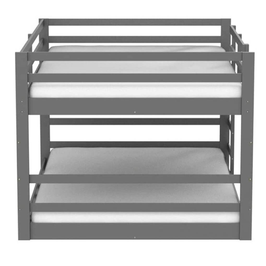 Alt View 1. Hivvago - Full over Full Modern Low Profile Bunk Bed in Grey Wood Finish - Grey.