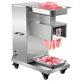 VEVOR - 110V Commercial Meat Cutter Machine 1100LB/H Electric Meat Cutting Machine 750W Commercial Meat Slicer 3mm Blade - Silver