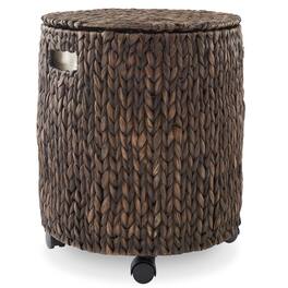 Casafield - Rolling Storage Basket with Lid and Locking Wheels - Hyacinth Wicker - Espresso