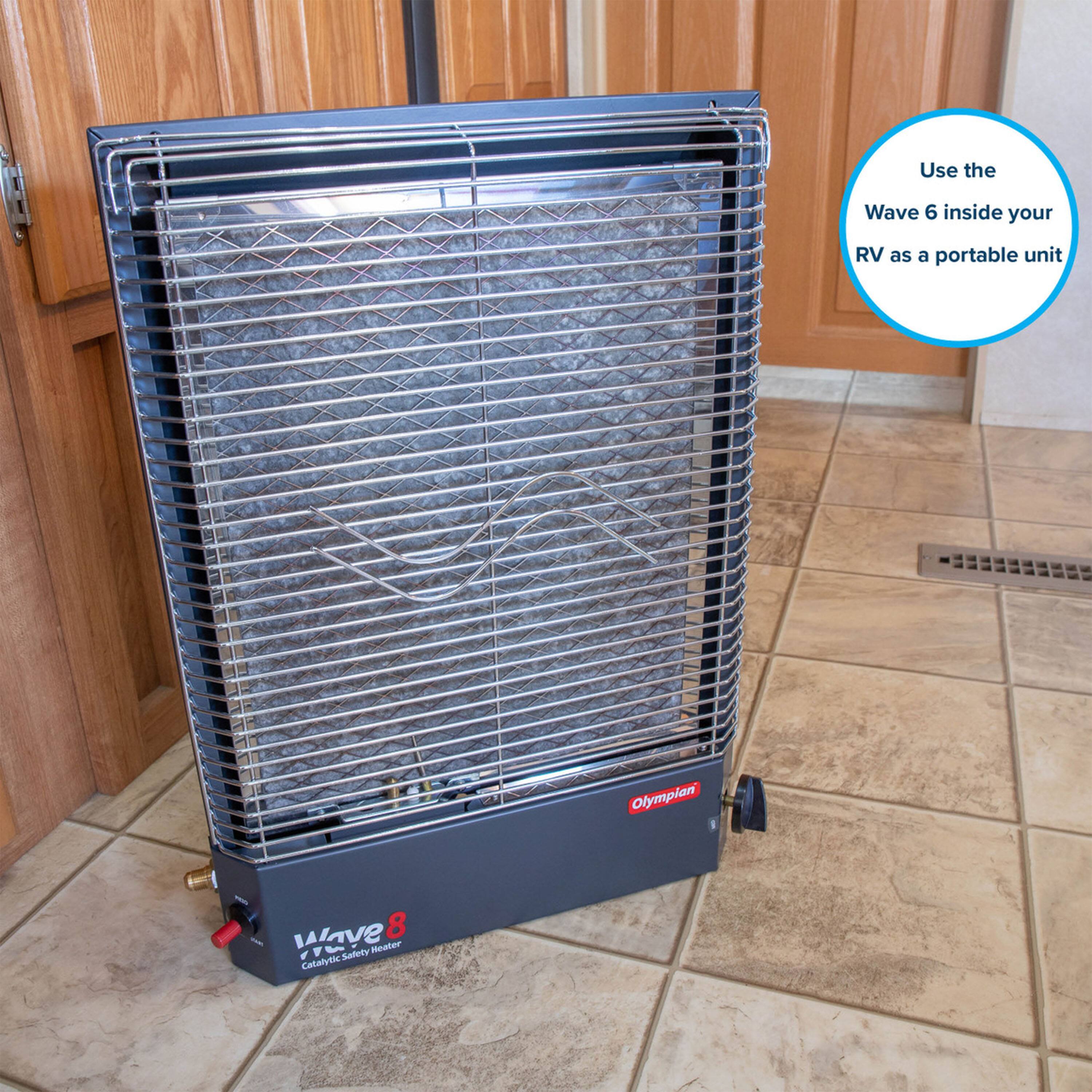 Use the Wave 6 inside your RV as a portable unit  
Olympian Wave 8 - Catalytic Safety Heater