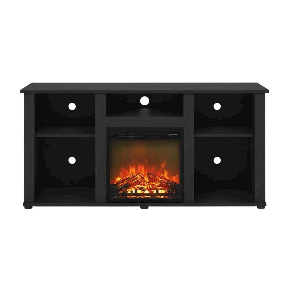 Alt View 3. FurniFact - Brown Fireplace TV Stand with Open Storage for TVs up to 55 inches - Brown.