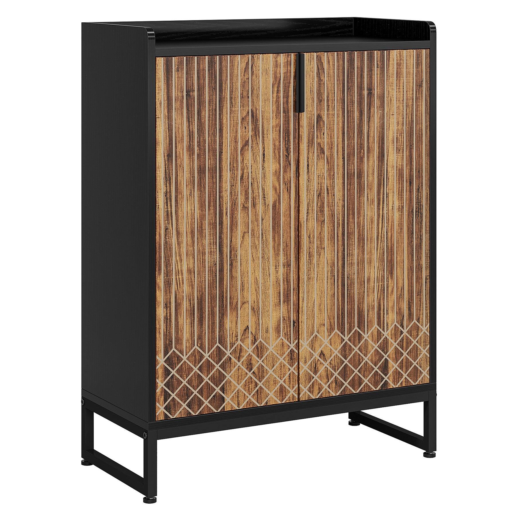 Alt View 3. Tribesigns - Office Storage Cabinet with Metal Frame, for Everyday Organization in Workspaces and Office Reception Areas - Brown.