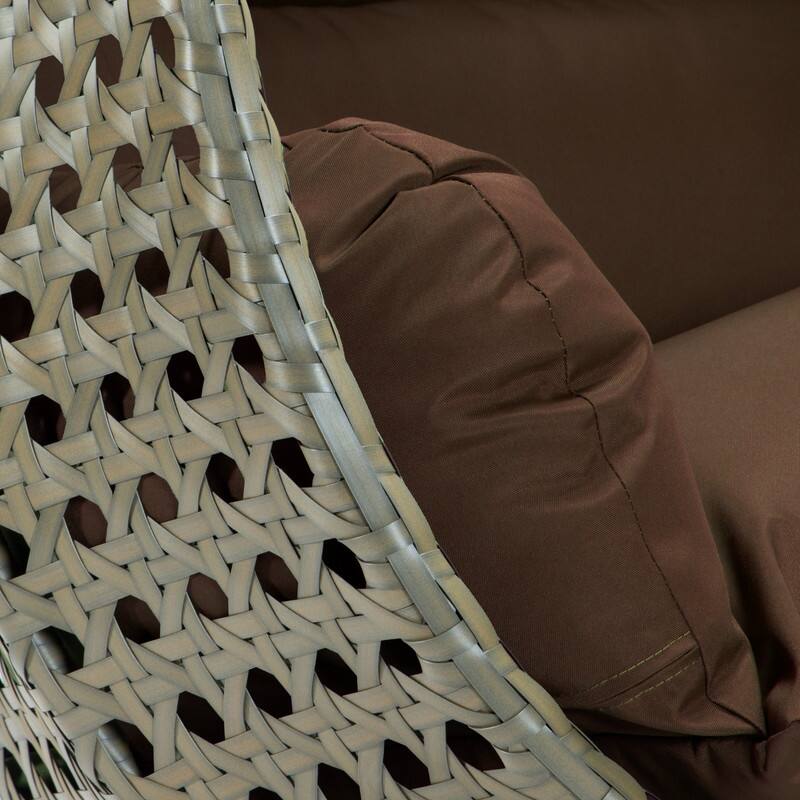 Alt View 1. LeisureMod - Leisuremod 2-Person Wicker Egg Swing Chair with Stand & Washable Cushions - Indoor/Outdoor Double Hanging Patio Chair - Brown.