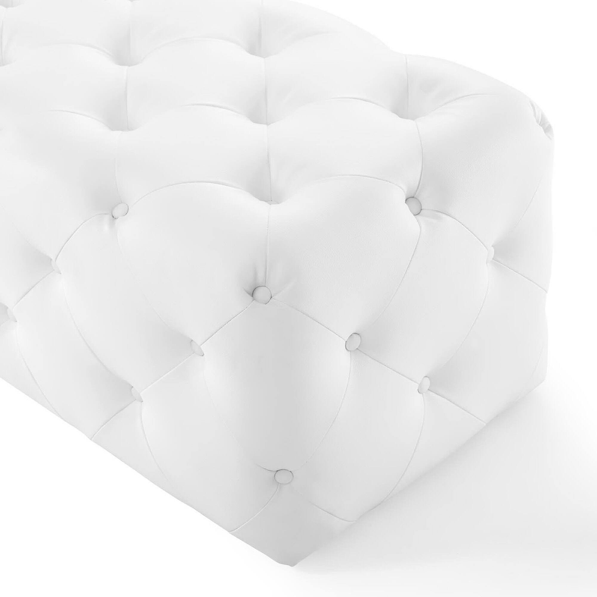 Alt View 1. Modway - Amour 60" Tufted Button Entryway Faux Leather Bench by Modway - White.