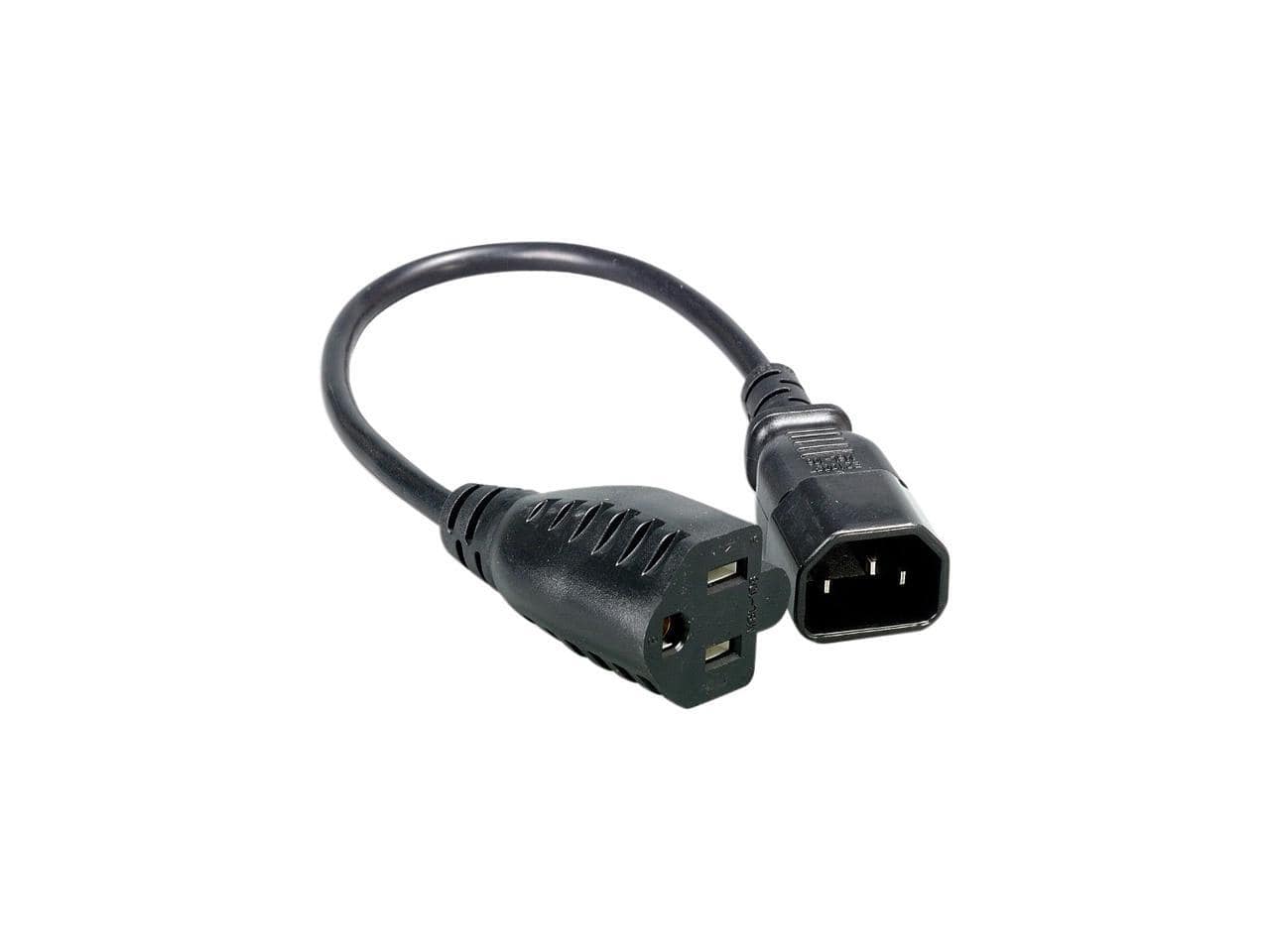 Nippon Labs - 18 AWG C14 to NEMA 5-15R Power Cord, 10A 125V, 1 ft, Black price history on PriceWatchPro