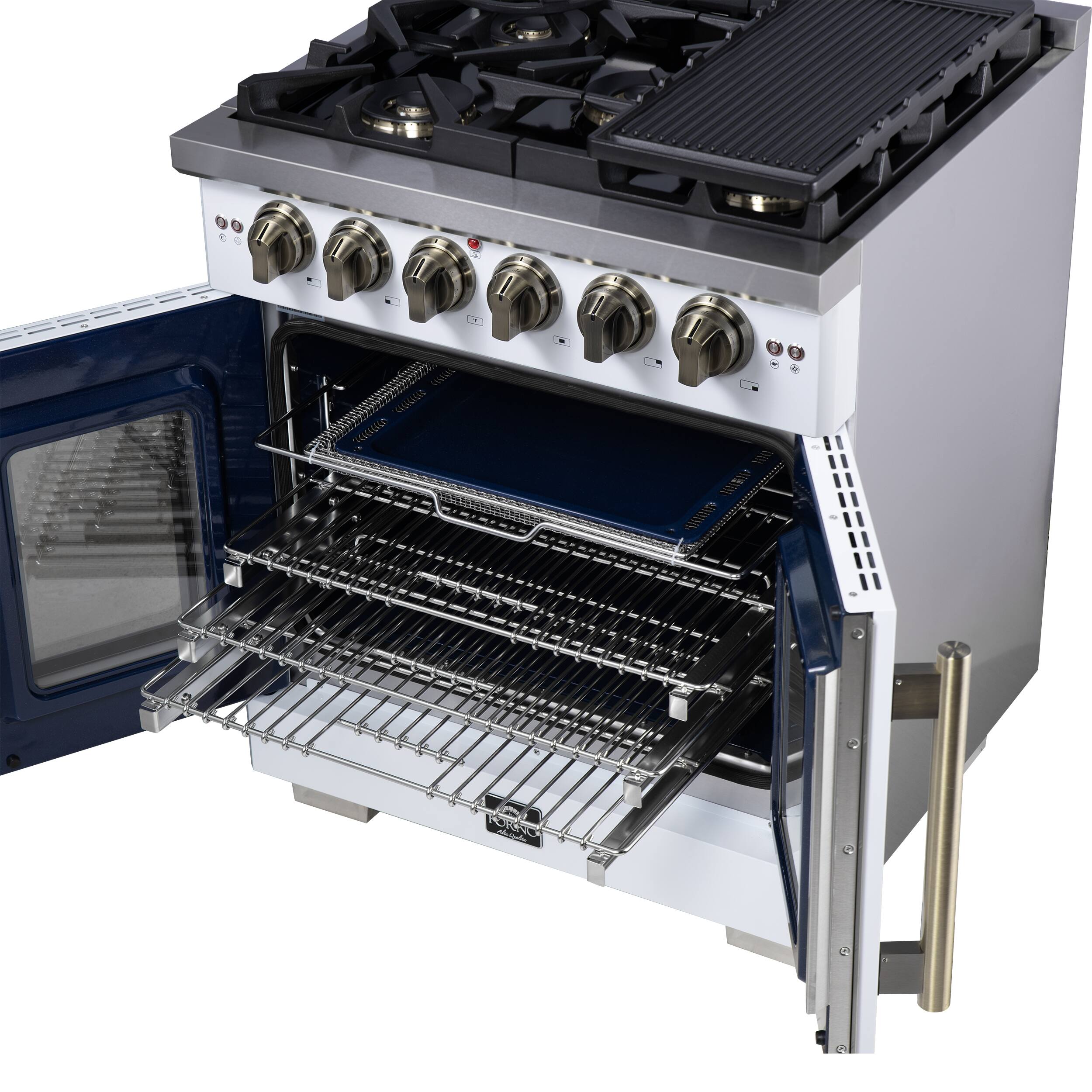 Alt View 12. Forno Appliances - Capriasca 4.32 Cu. Ft. Freestanding Gas Convection Range with French Doors - White.