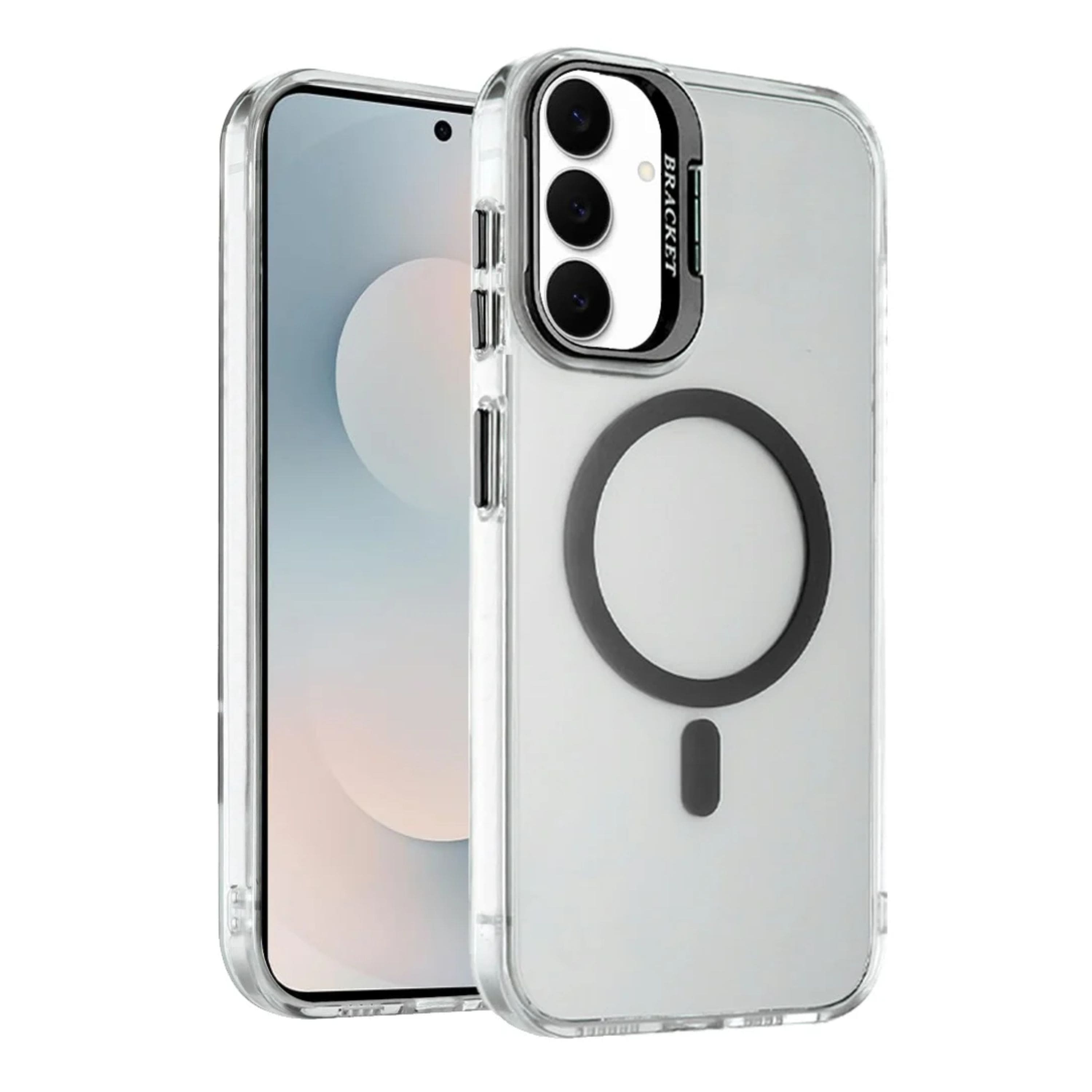 Kitcheniva - Transparent Back Metallic Camera Stand Magnetic Circle Phone Case With Tempered Glass Samsung Galaxy S25 FE - Black price history on PriceWatchPro