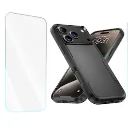 Entronix - iPhone 17 Pro Max Bundle - Dual-Layer Case & Clear Screen Protector - Black