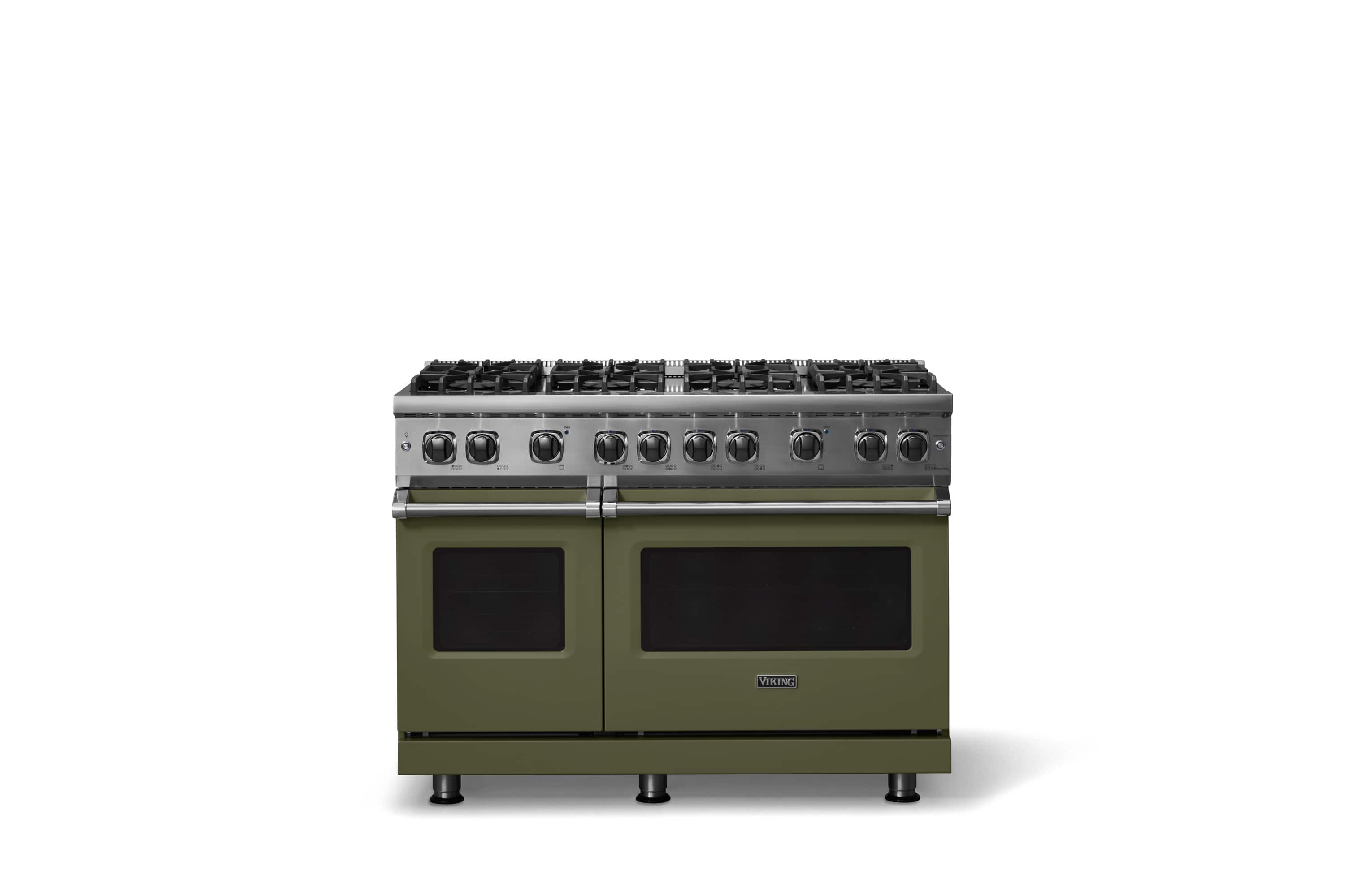 Front. Viking - 6.1 Cu. Ft. Professional 5 Series Freestanding Double Oven Gas Convection 8 Burner Range - Martini.