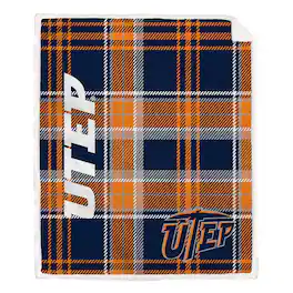 Pegasus - UTEP Miners 50" x 60" Playmaker Plaid Ultra Cozy Sherpa Throw - Multicolor