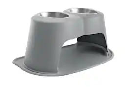 WeatherTech - Double High Pet Feeding System | Elevated Pet Bowls - 14 " High Dark Grey - 96oz (12 Cup) Stainless Steel Bowls - Dark Gray