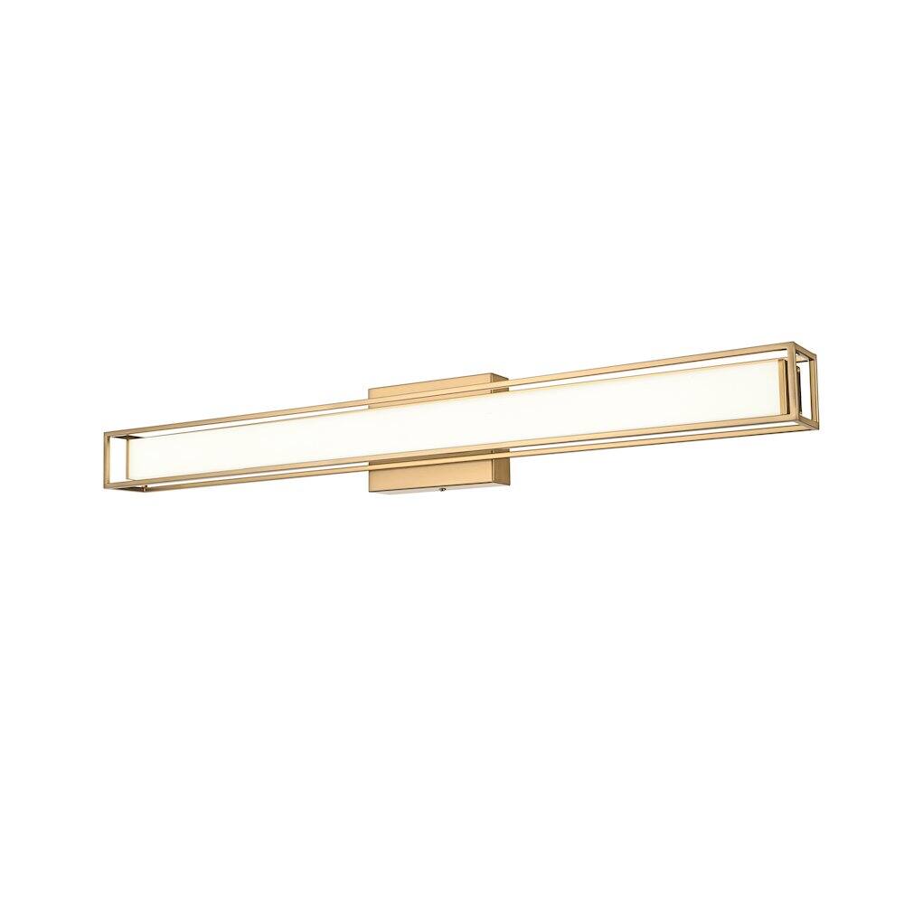 Angle. Living District - Aden 31 Inch Led Wall Sconce In Satin Gold - Satin Gold.