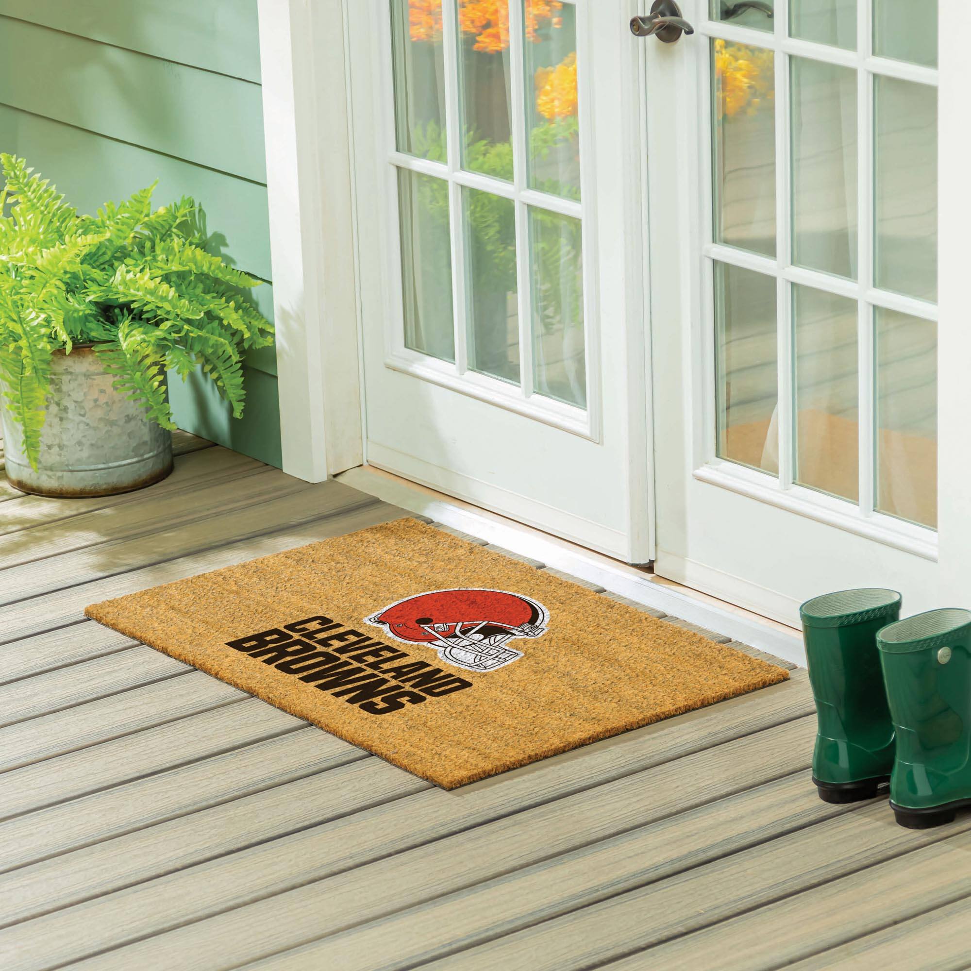 Alt View 1. Evergreen Enterprises - Cleveland Browns 24" x 36" Outdoor Team Logo Coir Mat - Brown.
