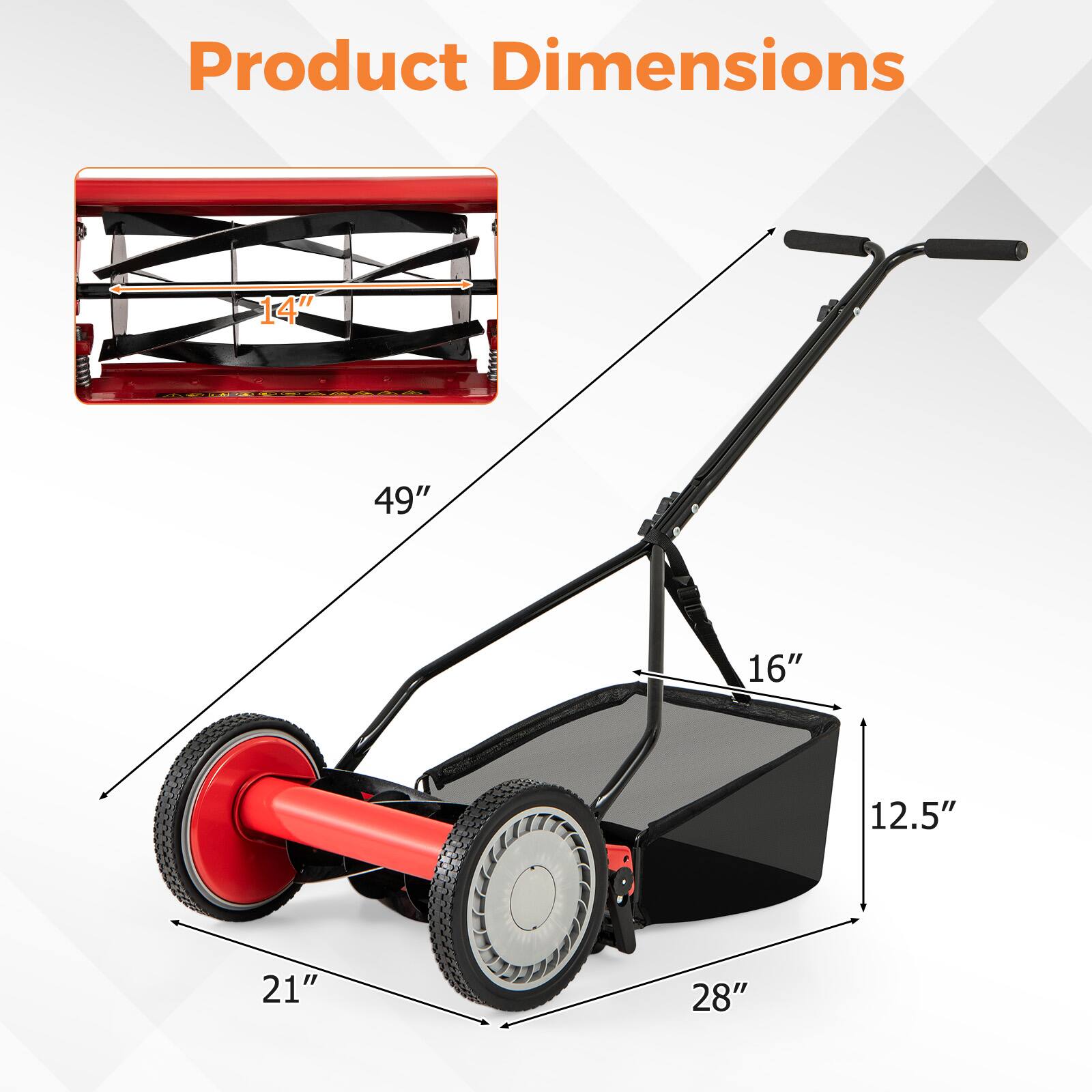 Product Dimensions: 14" x 49" x 16" x 12.5" x 21" x 28"