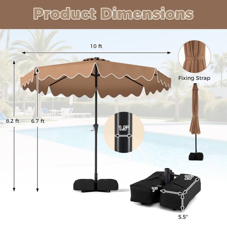 Product Dimensions:  
- 10 ft  
- Fixing Strap: 8.2 ft  
- 6.7 ft  
- 1.5"  
- 20"  
- 7"  
- 5.5"